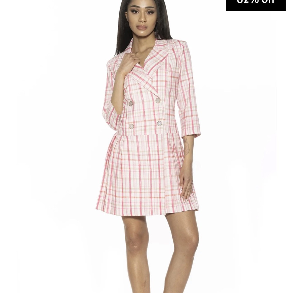 Alexia Admor Pink Pleated Midi Dress with Notched Collar
